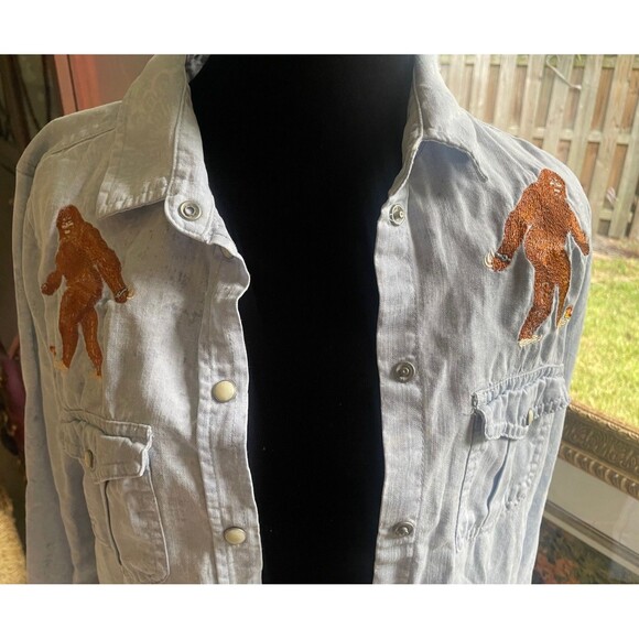 American Eagle Sz S/P Vintage Boyfriend Western Pearl Snap Yetti Cowgirl - Picture 8 of 10